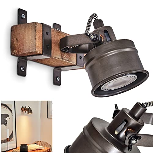 HOFSTEIN Wandleuchte Pehefito, Wandlampe aus Metall Holz in Braun S...