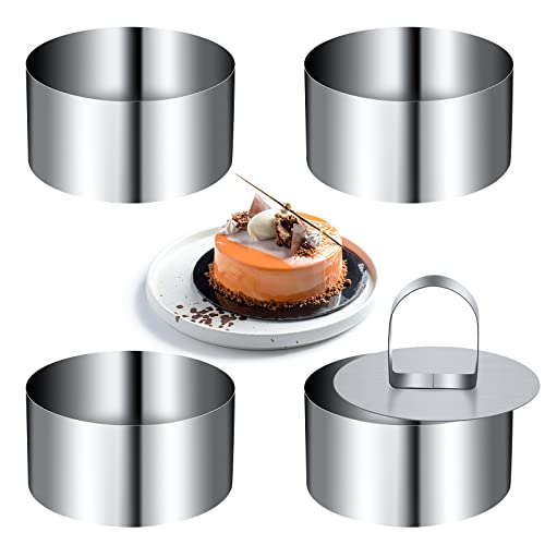 HOLEMZ Mini-Kuchenring Formen Edelstahl Runde Mousse-Ring-Set 8cm D...