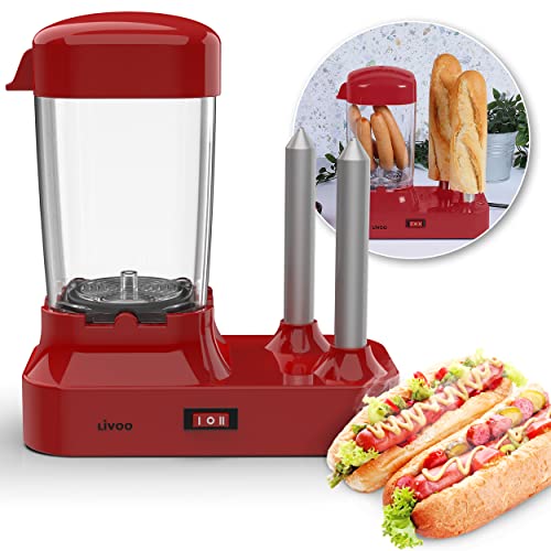 Hot Dog Maker mit 2 Brötchenwärmer - Hot-Dog Maschine für 6 Wür...