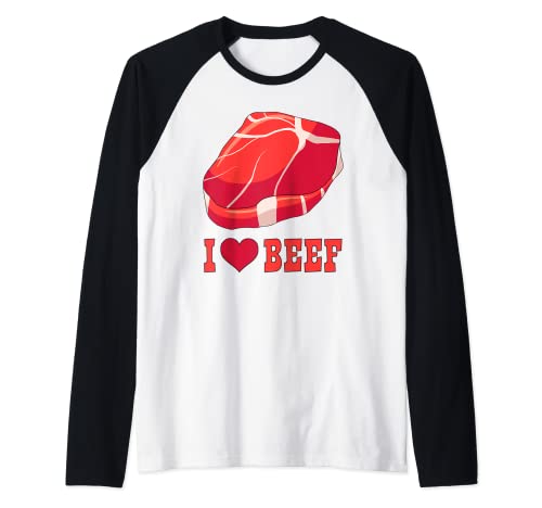 I Love Beef - Rinderfleisch-Liebhaber Raglan...