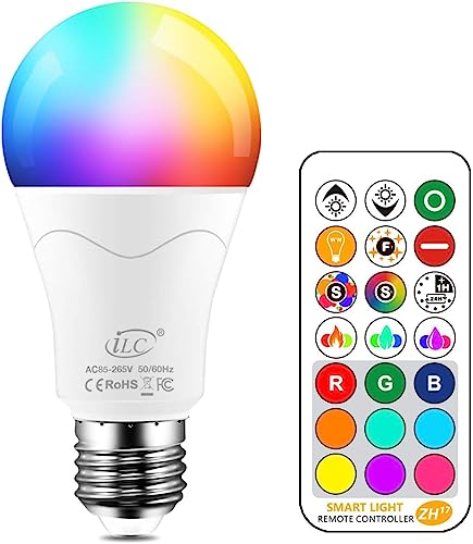 iLC LED Lampe ersetzt 85W, 1050 Lumen, RGB Glühbirne mit Fernbedie...