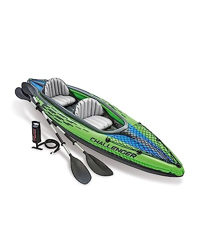 Intex K2 Challenger Kayak 2 Person Inflatable Canoe with Aluminum O...