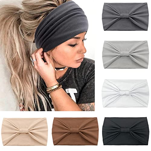 Kavya 6 Pcs Stirnband Damen Breite Elastische Weiche Boho Haarbänd...