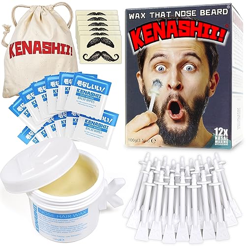 Kenashii Nasenwachsset-100g Nasenhaarwachs, 24 Applikatoren, 12 Bal...