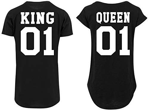 King Queen Couple Pärchen Oversize Long T-Shirt - Damen Shirt Schw...