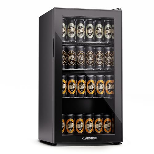 Klarstein Kühlschrank mit Glastür, Leiser Edelstahl-Kühlschrank,...