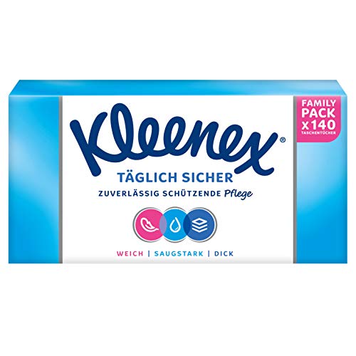 Kleenex Täglich Sicher Taschentücher-Box, 3-lagig, Für den tägl...