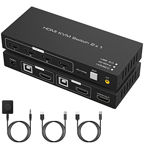 KVM Switch HDMI 2 Port 4K 60Hz USB2.0 für 2 Computer 1 Monitor Sha...