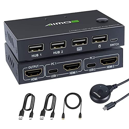 KVM Switch HDMI 2 Port Box, MLEEDA HDMI und USB Switch mit 4 USB 2....