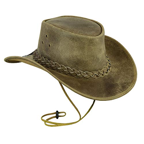 Leatherick Unisex-Cowboyhüte aus echtem Mad-Horse-Leder im West-Au...