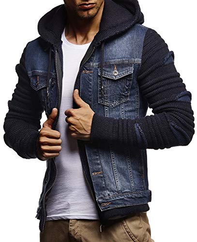 Leif Nelson Jeansjacke Herren (Blau, Größe L), Jeans Denim Kapuze...