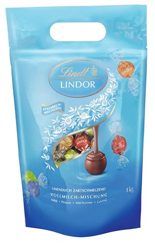 Lindt LINDOR Kugeln Vollmilch Mischung | 1 kg Beutel, wiederverschl...