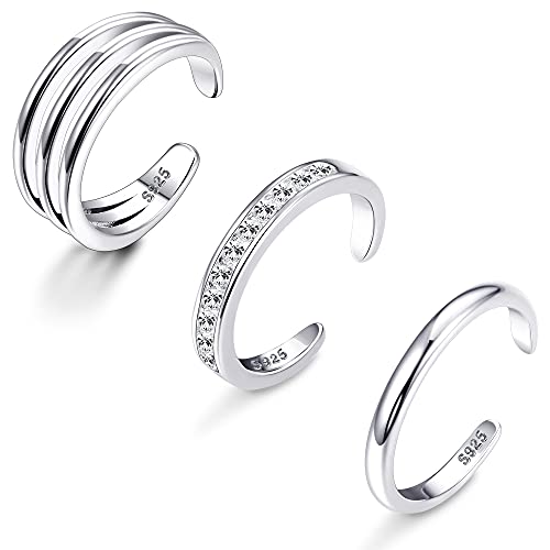 LOLIAS 925 Sterling Silber Offene Zehenringe Set Fingerring Gelenkr...