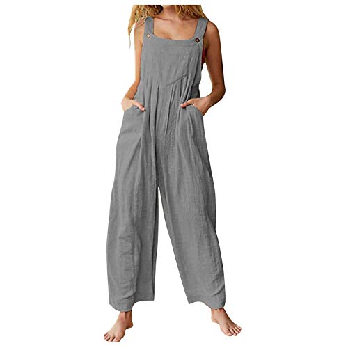 LoveLeiter Jumpsuit Damen Breites Bein Latzhose Lang Ärmellos Over...