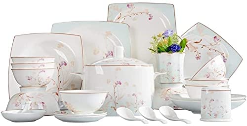 LUCEAE Geschirrsets Dish -Set, 50Pcorcelain Premium Mit Goldenen Fe...