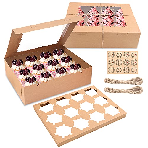 MAMUNU 10 Stück 12er Cupcake Muffin Box mit Fenster und Einsätzen...