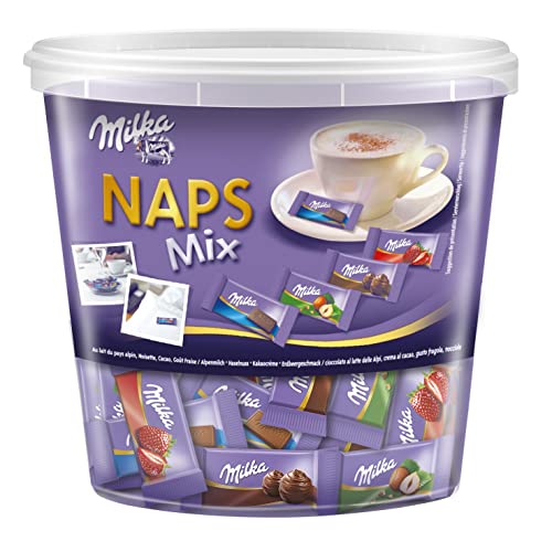 Milka Naps Mix 1 x 1kg Dose, Zartschmelzende Mini-Schokoladentäfel...