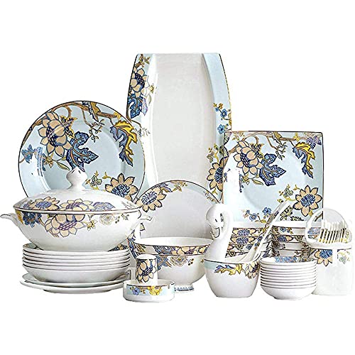 MNSSRN Modernes Abendessen-Set, Blumenmuster-Keramik-Combo-Set, mit...