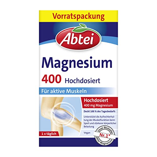 Abtei Magnesium 400 - hochdosiertes Magnesium - für aktive Muskeln...
