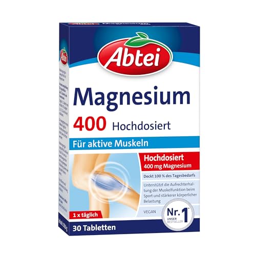 Abtei Magnesium 400 - hochdosiertes Magnesium - für aktive Muskeln...
