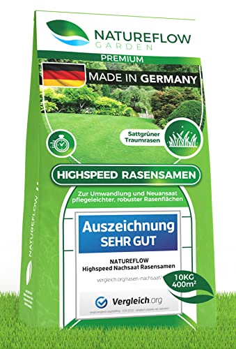 NATUREFLOW Rasensamen schnellkeimend 10kg - SEHR GUT getestet - Sch...