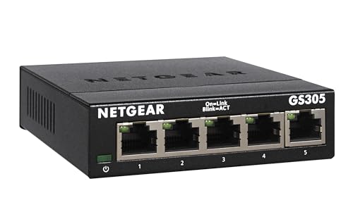 NETGEAR GS305 LAN Switch 5 Port Netzwerk Switch (Plug-and-Play Giga...