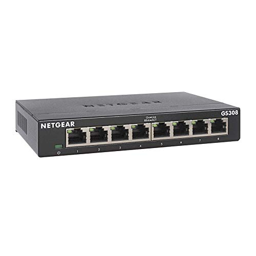 NETGEAR GS308 LAN Switch 8 Port Netzwerk Switch (Plug-and-Play Giga...