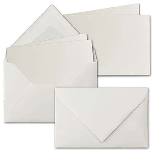 NEUSER PAPIER 50x B6 Vintage Faltkarten-Set mit gefütterten Briefu...