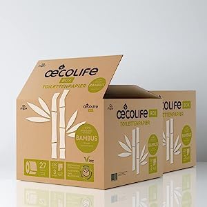 oecolife Toilettenpapier Box BAMBUS, 3-lagig, 54 Rollen á 250 Blat...