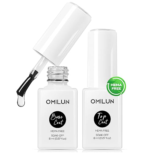 OMILUN Hema-Free Gellack Gel Nagellack,No Wipe Top and Base Coat Se...