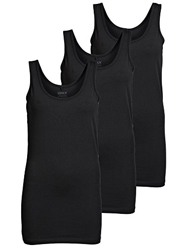 ONLY 3er Pack Damen Basic Tops Tank Top schwarz lang 15201465 (XL, ...