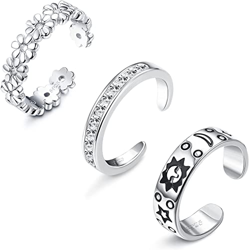 ORAZIO 3Pcs 925 Sterling Silber Zehenringe für Frauen Einstellbare...