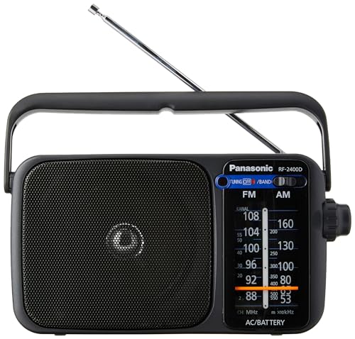 Panasonic RF-2400DEG-K Tragbares Radio mit Griff, Netz- oder Batter...