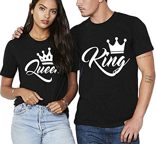 Partner Pärchen King & Queen T-Shirt mit Logo Spruch - 1x Shirt Da...