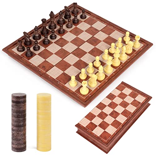Peradix Schachspiel Magnetisch Dame Spiel 2 in 1 Einklappbar Schach...