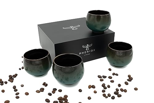 Pheniox | Cappuccino Tassen Set Jade | 4-teilig | 180 ml | hochwert...