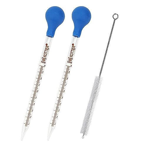 Pipette 10ml, 2 Stück Pipette Glas mit 1 Stück Bürsten,Glas Pipe...