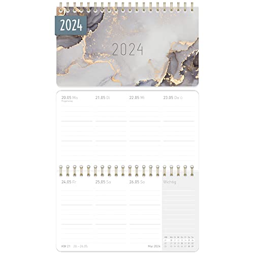 Pocket Wochen-Tischkalender 2024 [Grey Marble] 16 x 9 cm | 1 Woche ...
