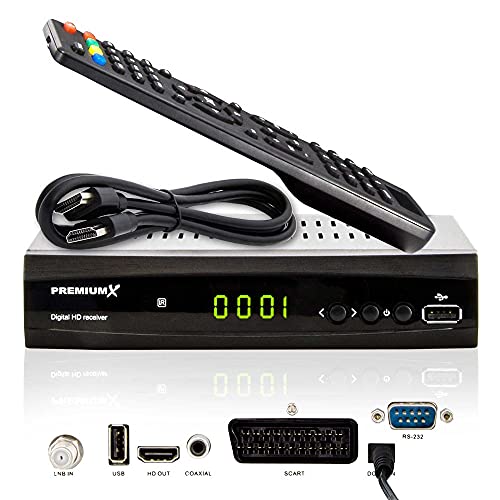 PremiumX Satelliten-Receiver HD 521 FTA Digital SAT TV-Receiver DVB...