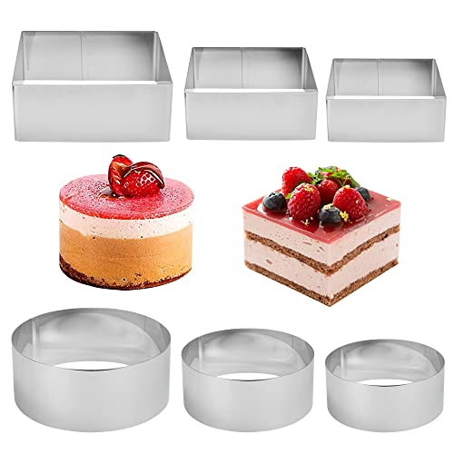 QINERSAW 6-teilig Dessertringe Edelstahl Speiseringe Mini Kuchenrin...