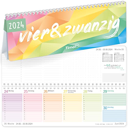 Rainbow Wochen-Tischkalender 2024 im Quer-Format zum Aufstellen [Ra...