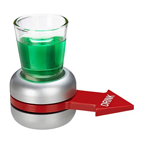 Relaxdays Trinkspiel Spin The, Flaschendrehen, roter Pfeil, 2 cl Sh...