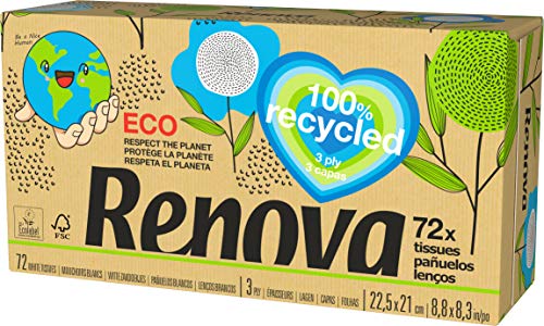 Renova 100% RECYCLED Facial Tissues 72 Sheets...