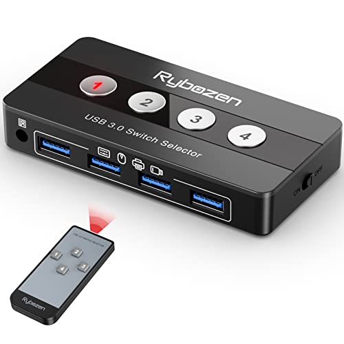 Rybozen 4 Ports USB 3.0 Switch für 4 PCs, 4 In 4 Out Umschalter mi...