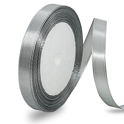 Satinband Silber 10mm, 22 Meters Grau Dekoration Geschenkband breit...