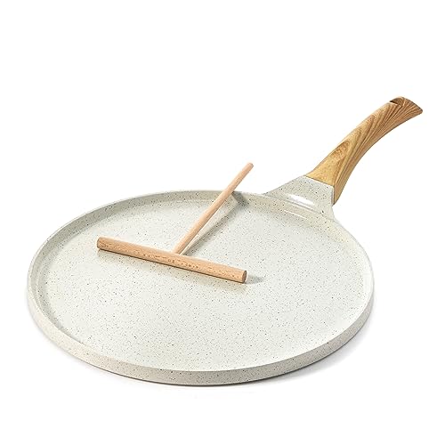 SENSARTE Weiß Crepe Pfanne 26cm Antihaftpfanne Omlettpfanne Pfannk...