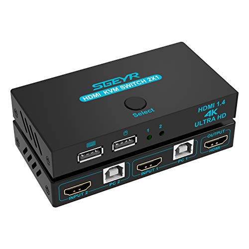 SGEYR Hdmi Switch 4k, KVM Switch, USB KVM Switch 4 Port, Hdmi Switc...