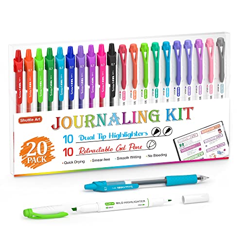 Shuttle Art Journal Stifte Set, 10 bunte Pastell Textmarker und 10 ...