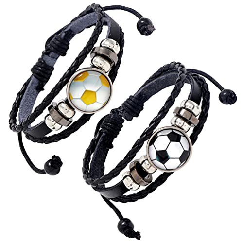 SOIMISS Fußball Armbänder 2Pcs Fußball Ball Charme auf Geflochte...