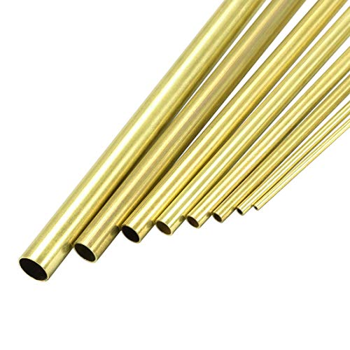 sourcing map 8Stk. Messing Rohr 2mm 3mm 4mm 5mm 6mm 7mm 8mm 10mm OD...